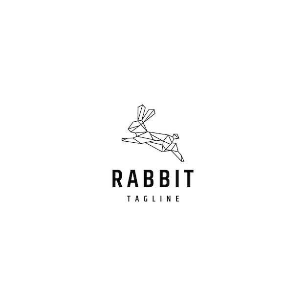 Rabbit line art logo design template