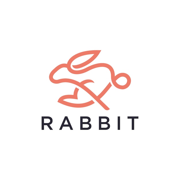 Rabbit Line Outline Monoline Simple Icon Logo Design Premium