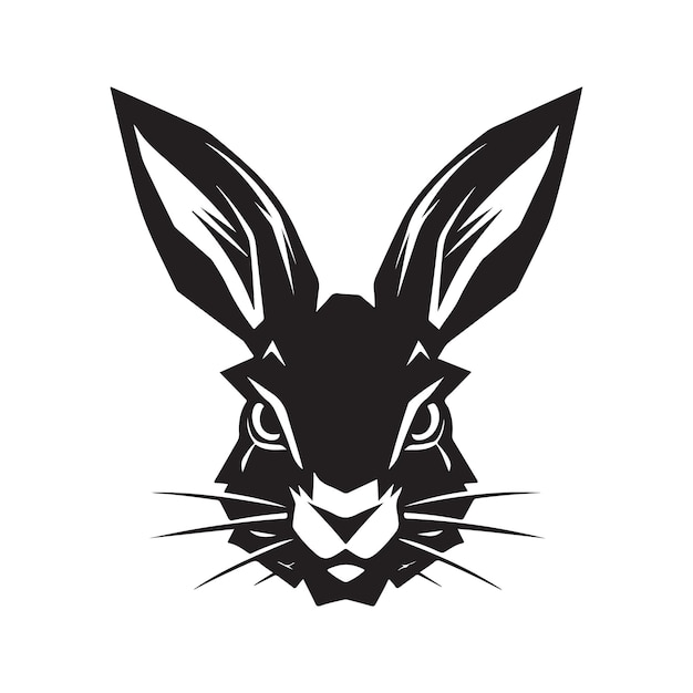 Rabbit logo concept black and white color hand drawn illustration