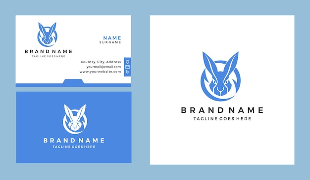 Rabbit logo design and business card template