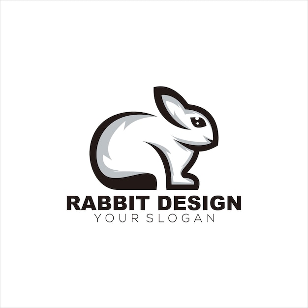 rabbit logo design vector gradient template