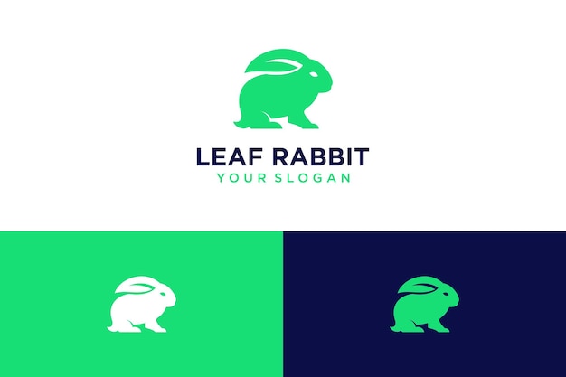 rabbit logo design with leaf and animal