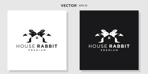 rabbit logo house concept design vector template,