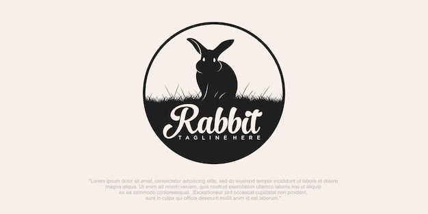 Rabbit Logo Template Retro Vector Illustration