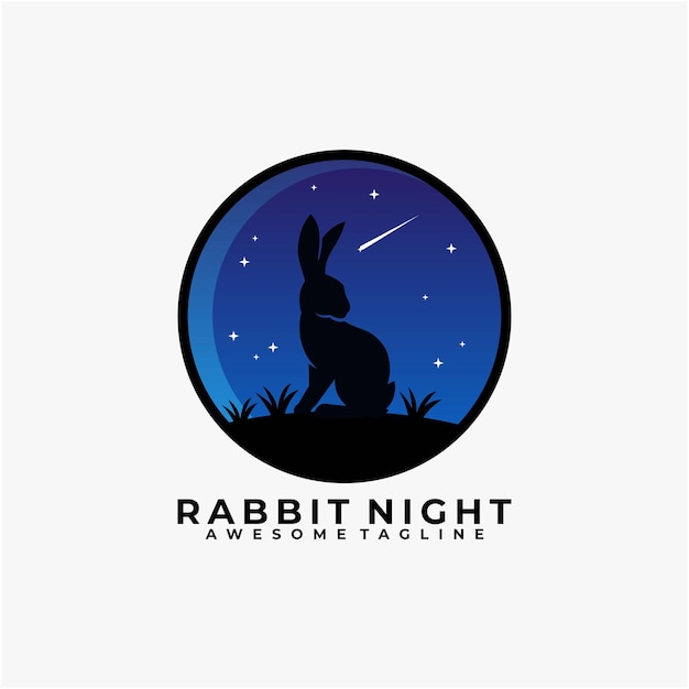 Rabbit night logo design vector illustration