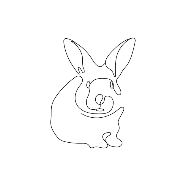 Rabbit in one line drawing style. Easter bunny in simple minimalistic style. Vector illustration.