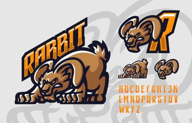 Rabbit premium mascot logo template 