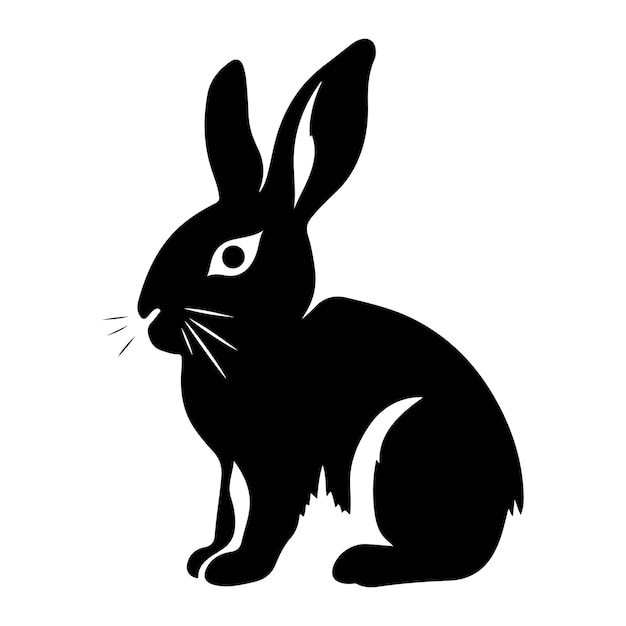 rabbit silhouette animal mammal pet easter wildlife isolated black cute vector domestic