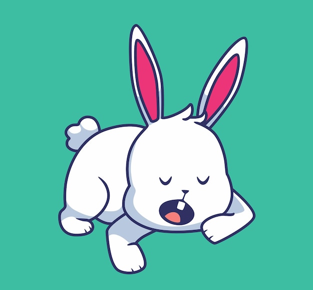 Rabbit sleeping cartoon illustration