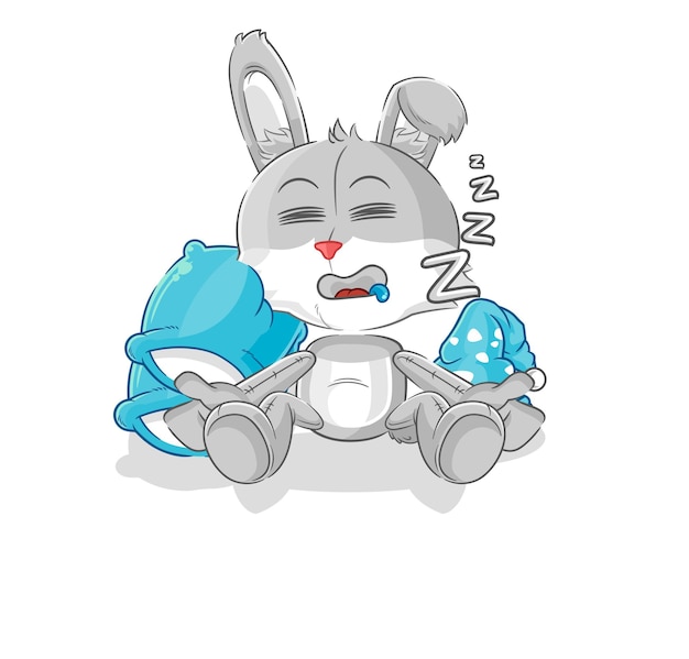 Rabbit sleeping character cartoon mascot vector