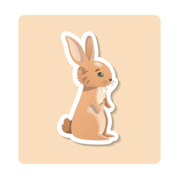 Vector rabbit sticker illustration animal ears tail fluffy editable