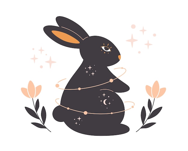 Rabbit with astrology esoteric mystic and magician elements Year of the Rabbit