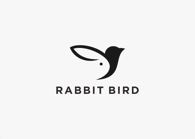 rabbit with bird logo design vector silhouette illustration