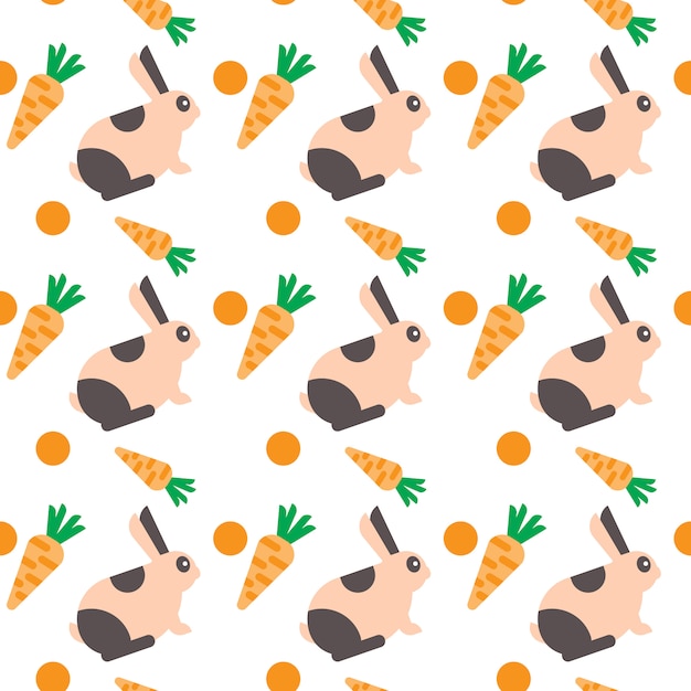 Rabbit With Carrot Seamless Pattern Abstract Ornament Pets Concept