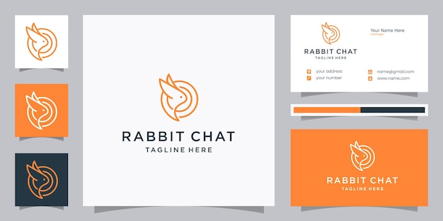 Rabbit with chat logo design template