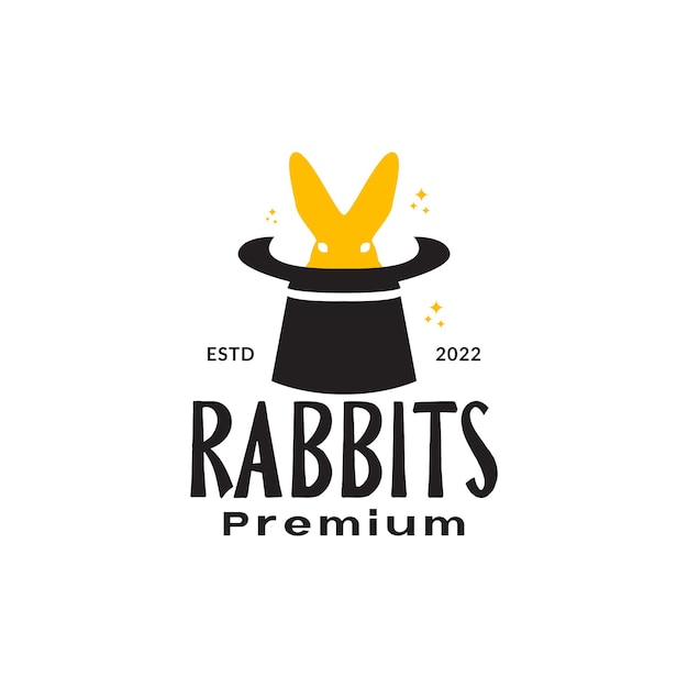 Rabbit with magic hat trick logo design vector graphic symbol icon illustration creative idea