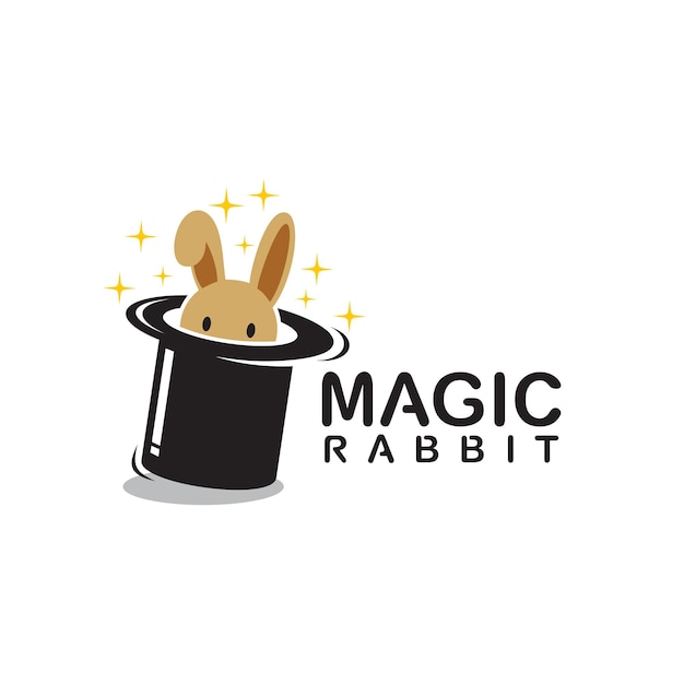 Rabbit with magician hat cartoon logo vector