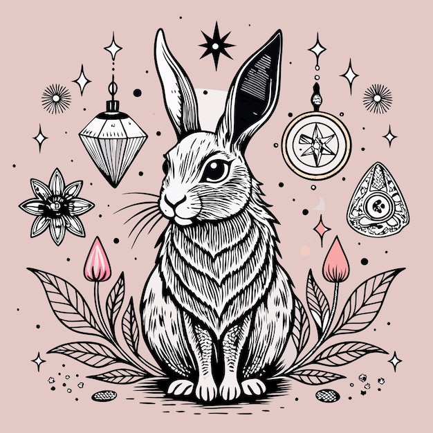 Vector a rabbit with a rabbit and a clock and the words  bunny  on it