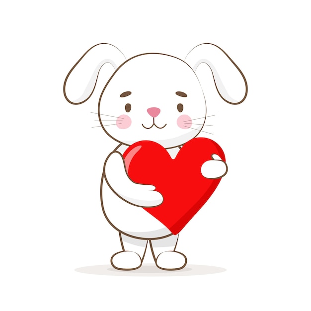 Rabbit with red heart  valentines day