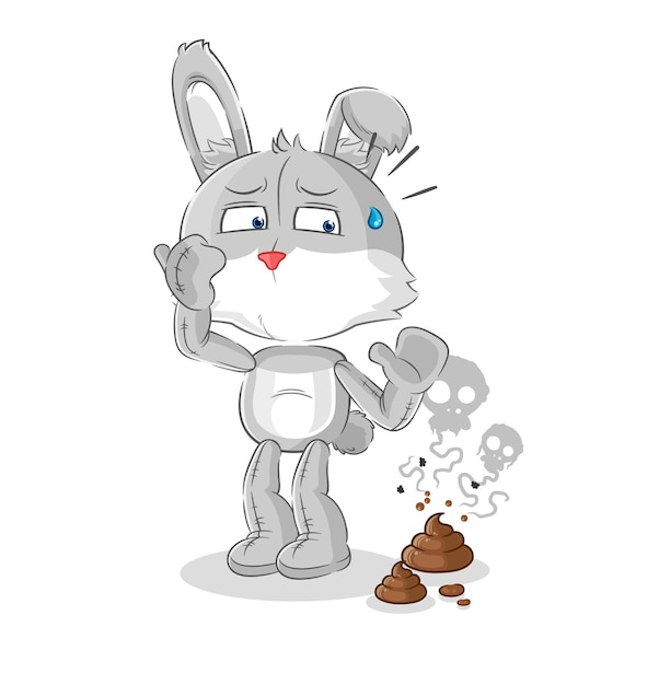 Rabbit with stinky waste illustration character vector