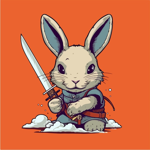 Vector a rabbit with a sword in his hand