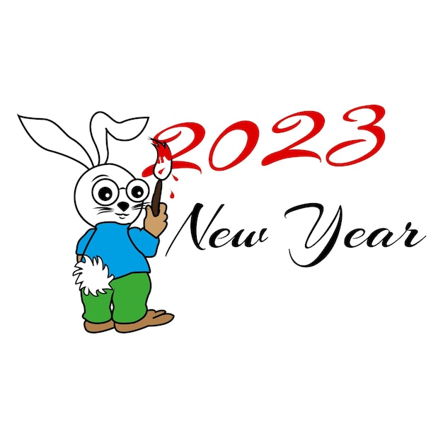 Rabbit wrote with a brush new year 2023 Christmas Banner Poster Card