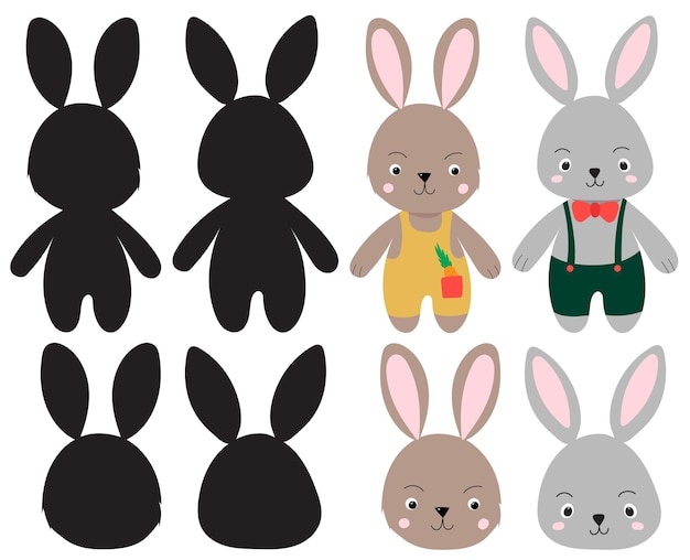 Rabbits character on white background isolated vector