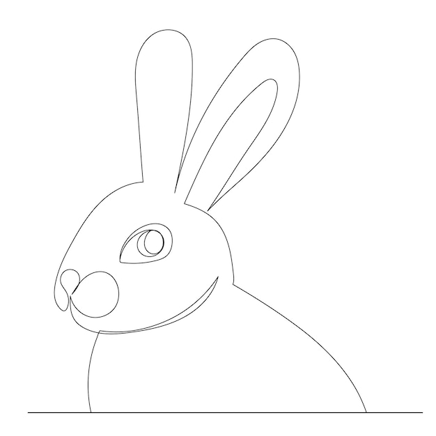 Rabbits portrait drawing by one continuous line vector