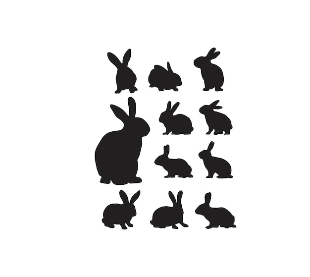 Rabbits Silhouettes Set art vector design