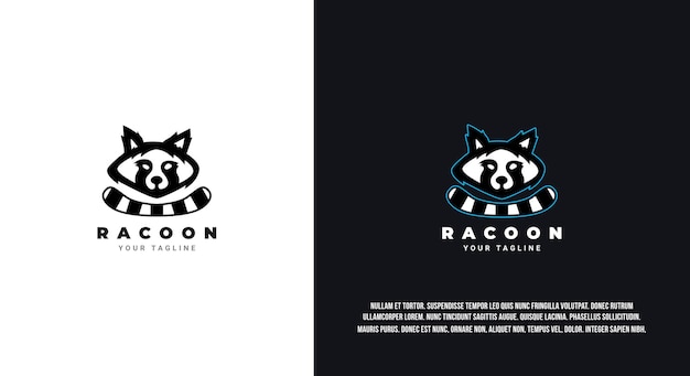 Raccoon cartoon logo design black and with simple style