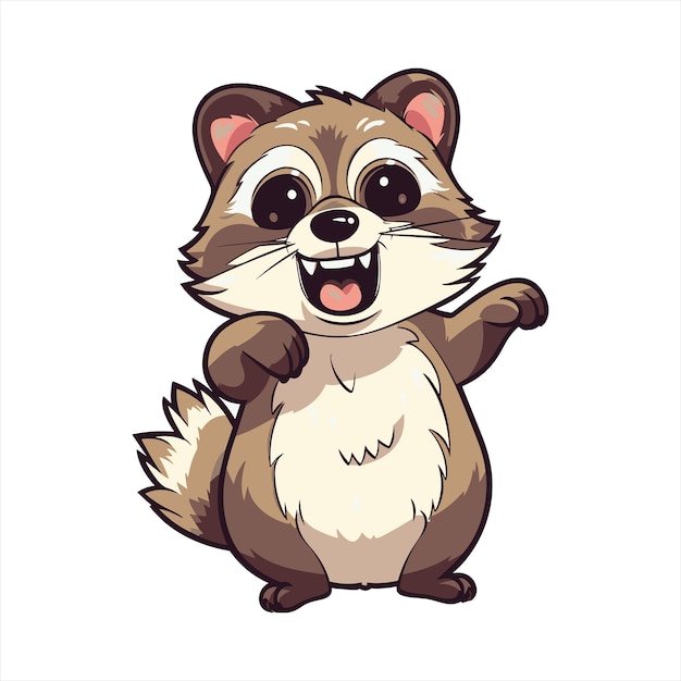 Raccoon Cute Funny Cartoon Kawaii Clipart Colorful Watercolor Animal Pet Sticker Illustration