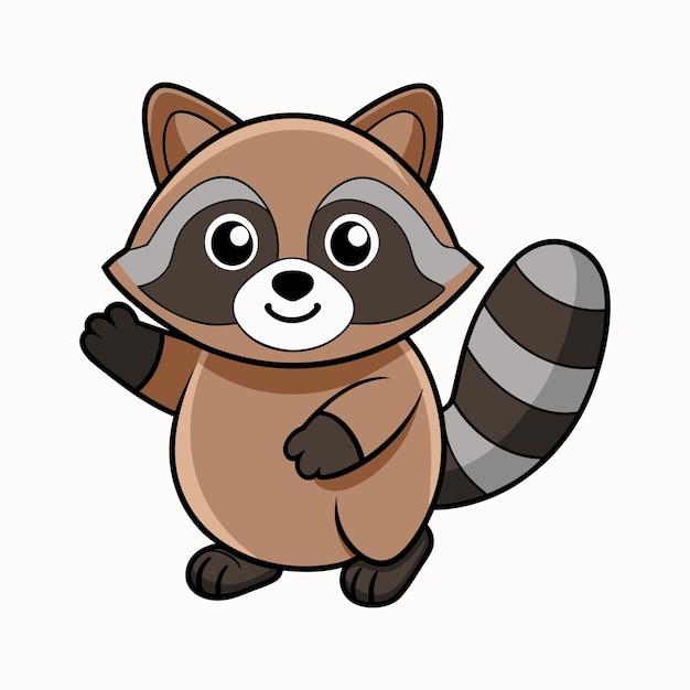 Vector raccoon reaching kawaii vector