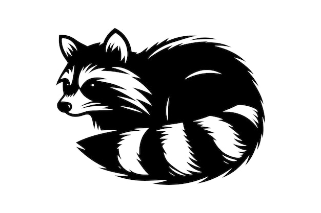 Vector raccoon silhouette vector animal illustration