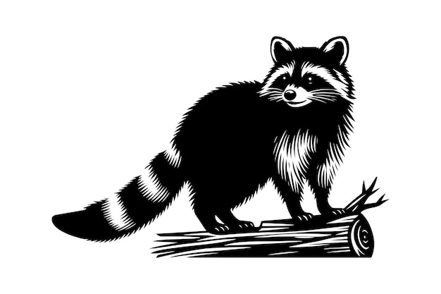 Raccoon Silhouette Vector Animal Illustration