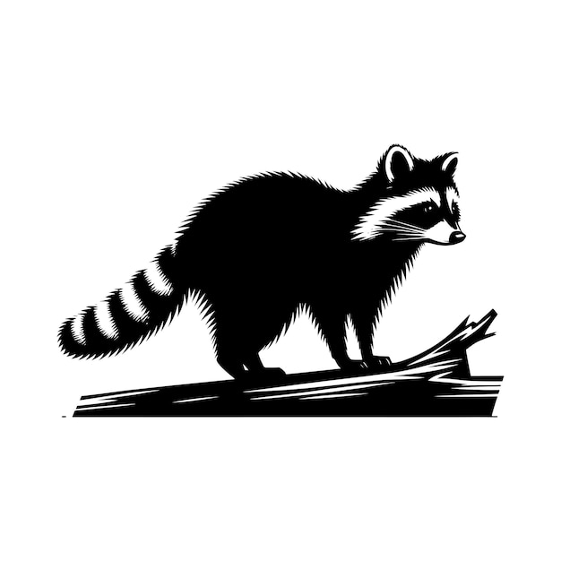 Vector raccoon silhouette vector illustration