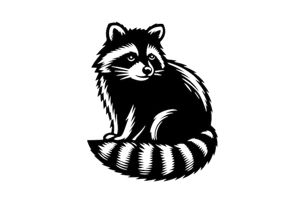 Vector raccoon silhouette vector illustration