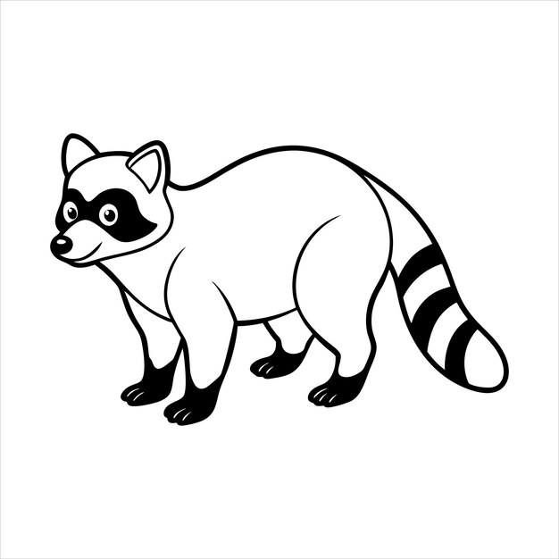 Vector raccoon standing on all fours line art