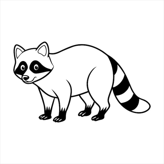 Vector raccoon standing on all fours line art