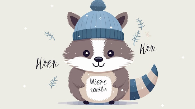 Vector a raccoon with a hat that says where we are