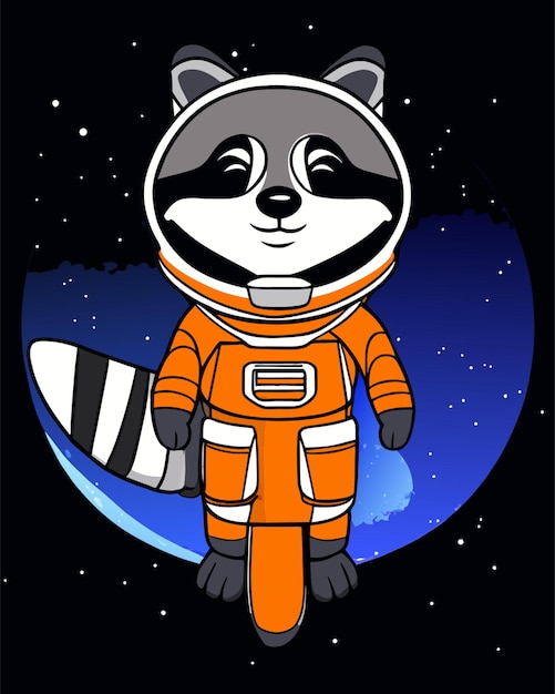 a raccoon with a striped suit on is in a space with a star in the background