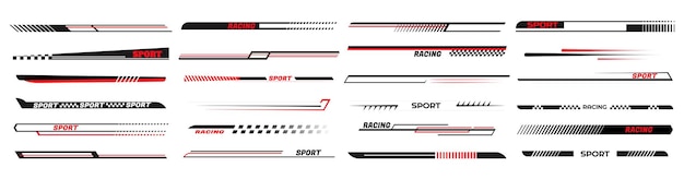 Race car lines Sport stripes vinyl stickers racing vehicle tuning and speed line vector set