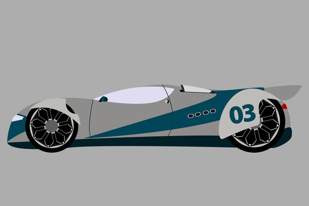 race car turbo side view flat design style