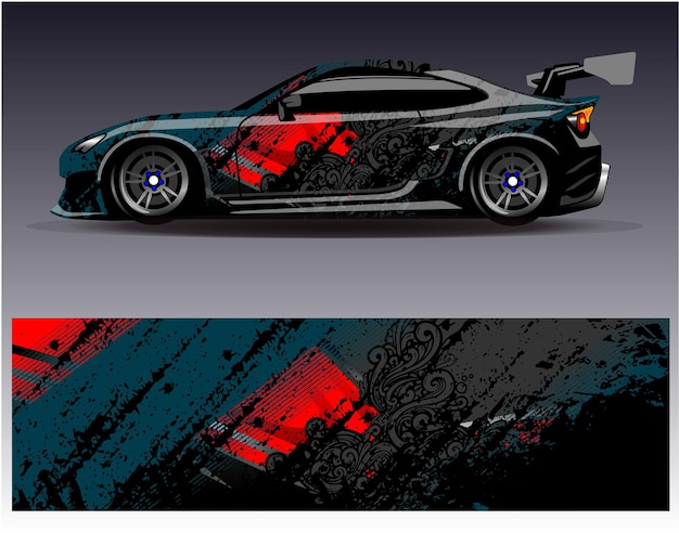 Race car wrap decal designs Abstract racing and sport background for car livery or daily