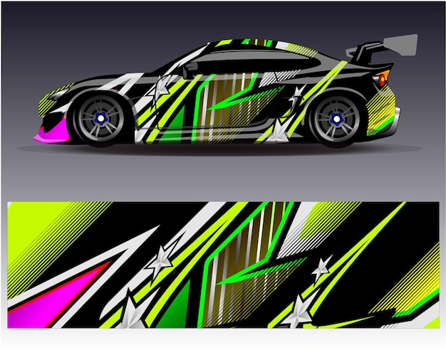 Race car wrap decal designs Abstract racing and sport background for car livery or daily