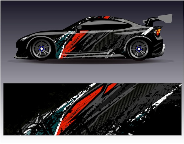 Race car wrap decal designs Abstract racing and sport background for car livery or daily