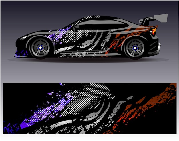 Race car wrap decal designs Abstract racing and sport background for car livery or daily