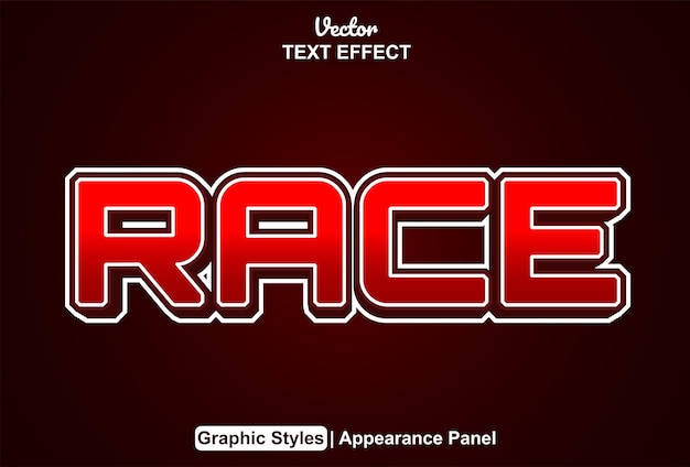 Race text effect with graphic style and editable