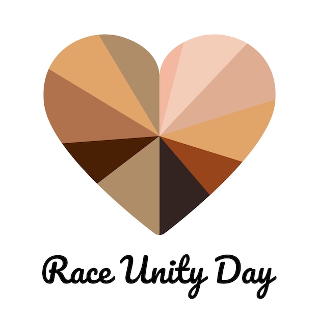 Race Unity Day on June 8 Heart with different skin tones color No racism diversity concept