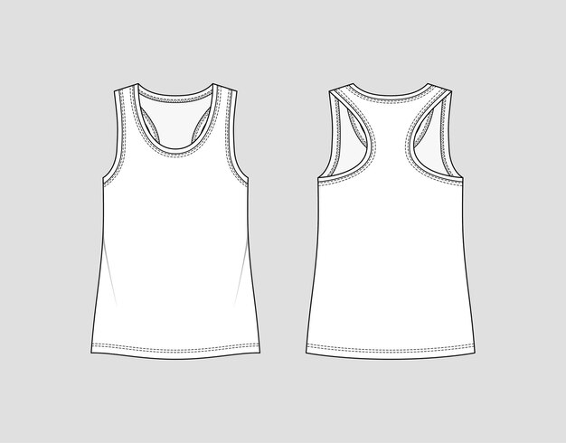 Vector racer back tank top. women's sportswear. activewear t-shirt.