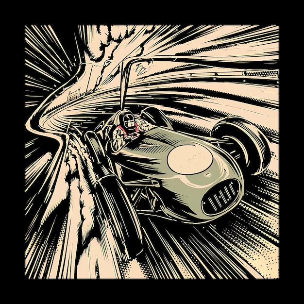 Racing car illustration T shirt design